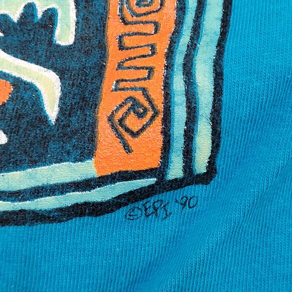 Vintage 1990 Aztec Sunset Art Shirt Medium 18x25 Native-American - Picture 15 of 15